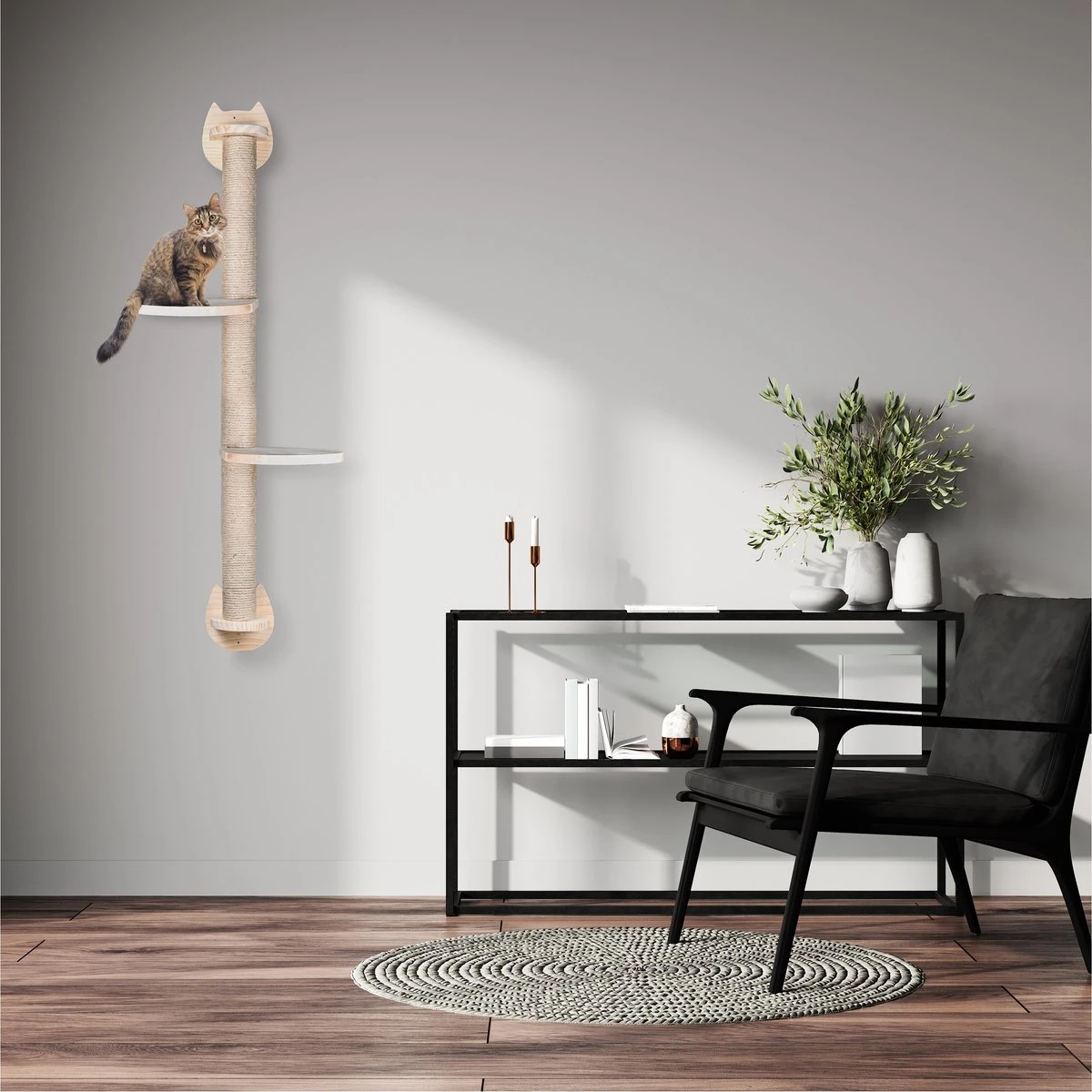 Katten Klimmuur - Krabpaal - 2 Plateaus - Katten Klim Wand - Muur - Klimmuur Kat - Voor Grote Katten - Klimwand - Complete Set 4 Katten Klimmuur - Krabpaal - 2 Plateaus - Katten Klim Wand - Muur - Klimmuur Kat - Voor Grote Katten - Klimwand - Complete Set - Image 2