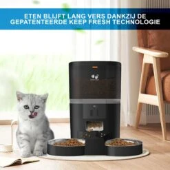 Pretty Paws QQ003 - Wifi Voermachine - Dubbele Voerbakjes - Zwart - Kat - 6L -Huisdierbenodigdheden Korting 1200x1200 2581