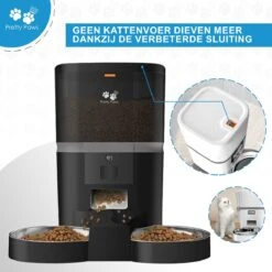 Pretty Paws QQ003 - Wifi Voermachine - Dubbele Voerbakjes - Zwart - Kat - 6L -Huisdierbenodigdheden Korting 1200x1200 2584