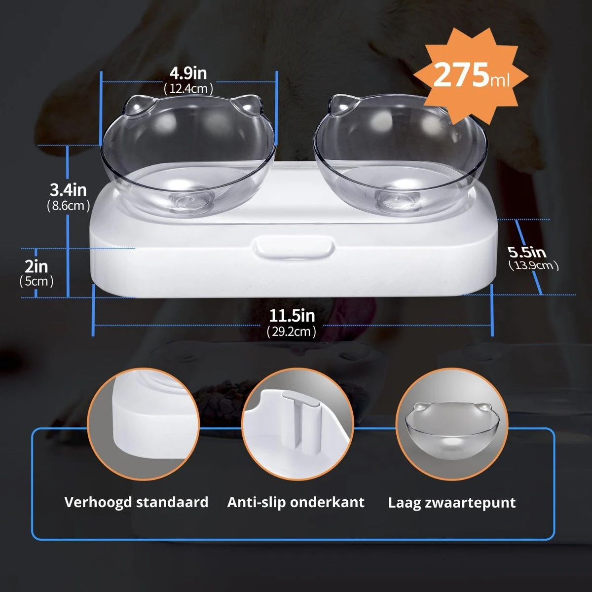 Behave Dubbele Voerbak - Drinkbak - Katten - Verstelbaar - Wit 5 Behave Dubbele Voerbak - Drinkbak - Katten - Verstelbaar - Wit - Image 3