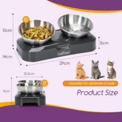Nobleza Katten Voerbakjes - Ergonomische Dubbele Voerbak - Anti Braak Voerbak Voor Katten - Zwart - Dubbel - RVS -Huisdierbenodigdheden Korting 1200x1200 2651