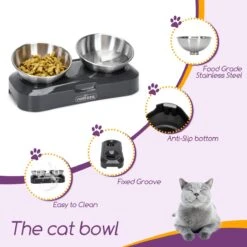 Nobleza Katten Voerbakjes - Ergonomische Dubbele Voerbak - Anti Braak Voerbak Voor Katten - Zwart - Dubbel - RVS -Huisdierbenodigdheden Korting 1200x1200 2652