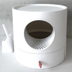 A Sunny Day Kattenbak Met Lade, Bedje En Krabplank - Inclusief Schepje - Design Kattenbak - Wit - Dichte Kattenbak - Kattenbak Gesloten -Huisdierbenodigdheden Korting 1200x1200 2734