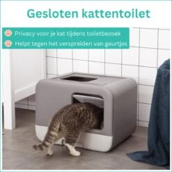 Kattenbak - 2 Uitgangen - Kattentoilet - Uitschuifbare Bodem - Met Schepje - Grijs 53 X 40 X 40 Cm -Huisdierbenodigdheden Korting 1200x1200 2758