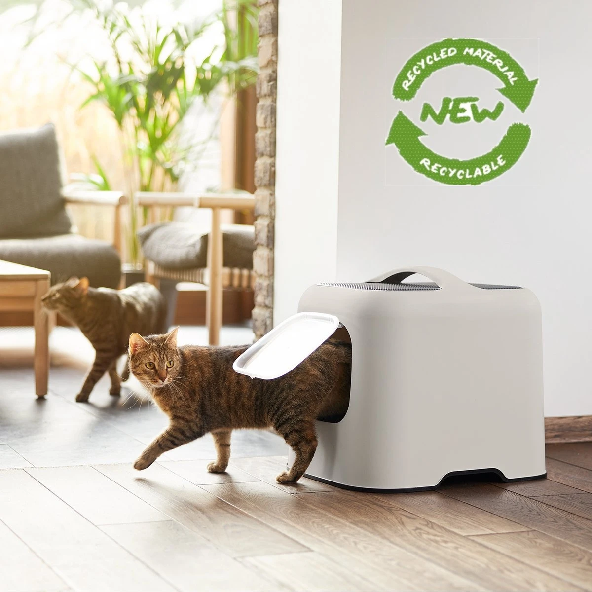 Rotho MyPet Biala Kattenbak Met Kap En Schepje / Gemaakt Van Gerecycled Plastic - Cappucino 5 Rotho MyPet Biala Kattenbak Met Kap En Schepje / Gemaakt Van Gerecycled Plastic - Cappucino - Afbeelding 3