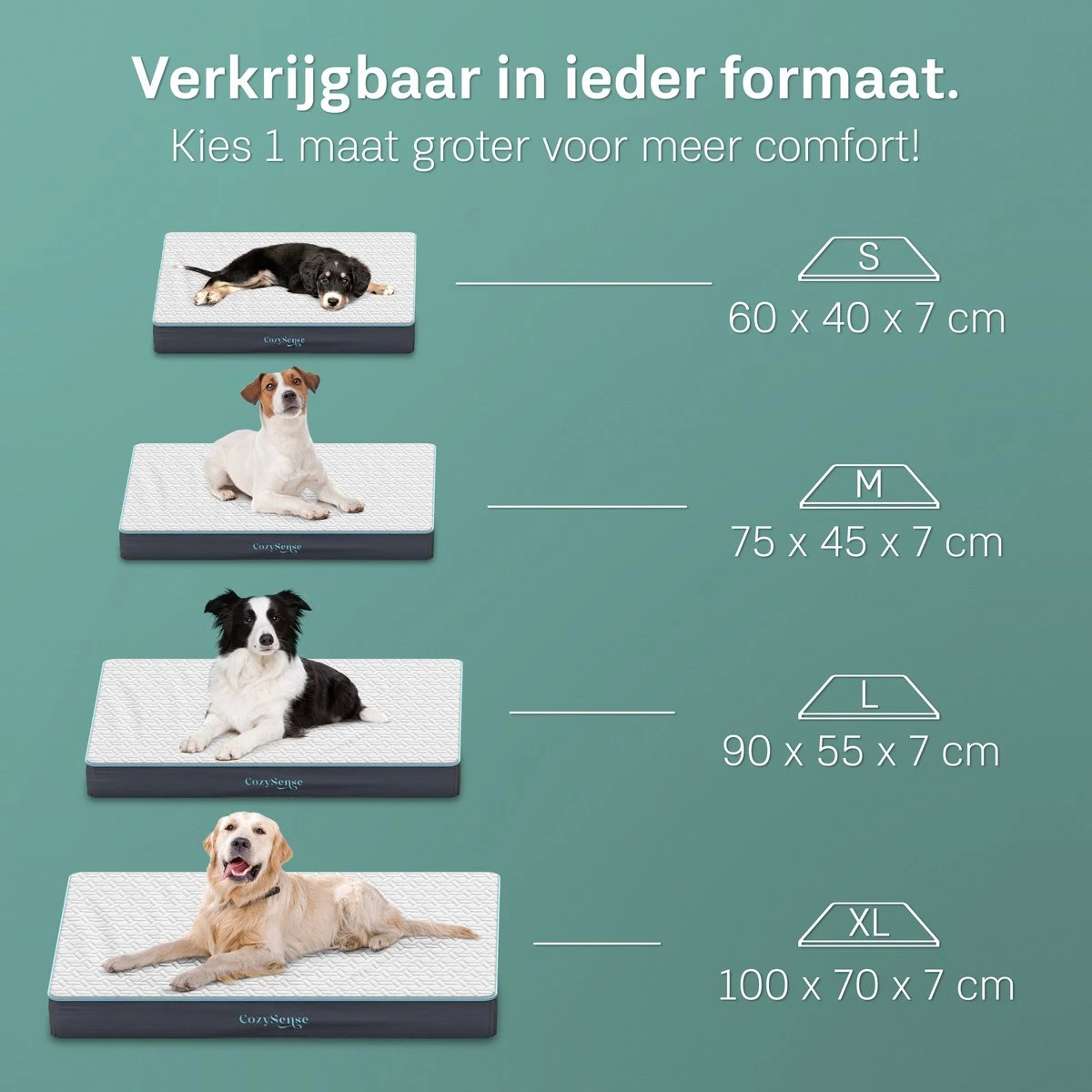 CozySense® - Orthopedisch Hondenkussen - Hondenkussen 90 X 55 Cm - Ook Geschikt Als Benchkussen & Hondenbed - Hondenkussen Bank - Traagschuim - Waterdicht - Wasbare Hoes - Maat L 4 CozySense® - Orthopedisch Hondenkussen - Hondenkussen 90 X 55 Cm - Ook Geschikt Als Benchkussen & Hondenbed - Hondenkussen Bank - Traagschuim - Waterdicht - Wasbare Hoes - Maat L - Image 2