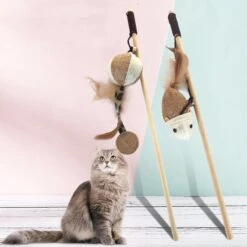 Katten Speeltjes Katten Speelgoed Kattenspeeltjes Katten Hengel Bal – Wit Bruin -Huisdierbenodigdheden Korting 1200x1200 2889