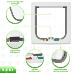 Rirri Kattenluik Met Tunnel - 4 Vergrendelingsstanden - Weerbestendig - Binnen En Buiten - Grote Kat - Maat L - Wit - 25,5 X 23.5 Cm -Huisdierbenodigdheden Korting 1200x1200 2995