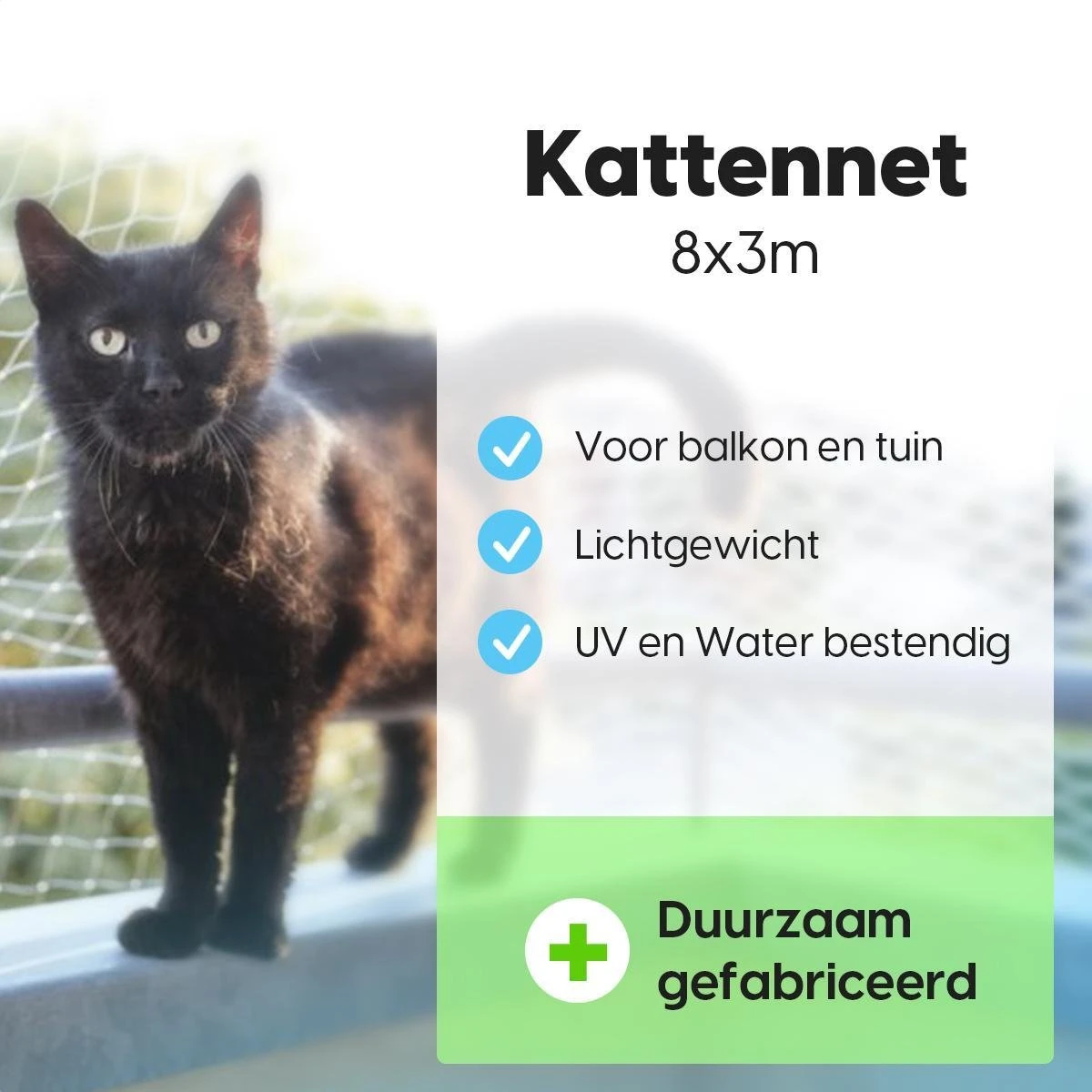 Kattennet - Balkon Net - Katten Gaas - Kattennet Balkon - Transparant - 8x3 M 5 Kattennet - Balkon Net - Katten Gaas - Kattennet Balkon - Transparant - 8x3 M - Image 3