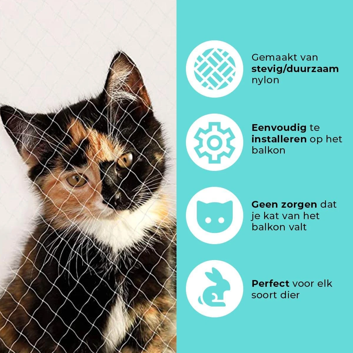 Kattennet Premium - 800 X 300 CM - Kattennet Voor Balkon - Transparant - Balkon Net - Makkelijk Te Monteren- Kattengaas 5 Kattennet Premium - 800 X 300 CM - Kattennet Voor Balkon - Transparant - Balkon Net - Makkelijk Te Monteren- Kattengaas - Afbeelding 3