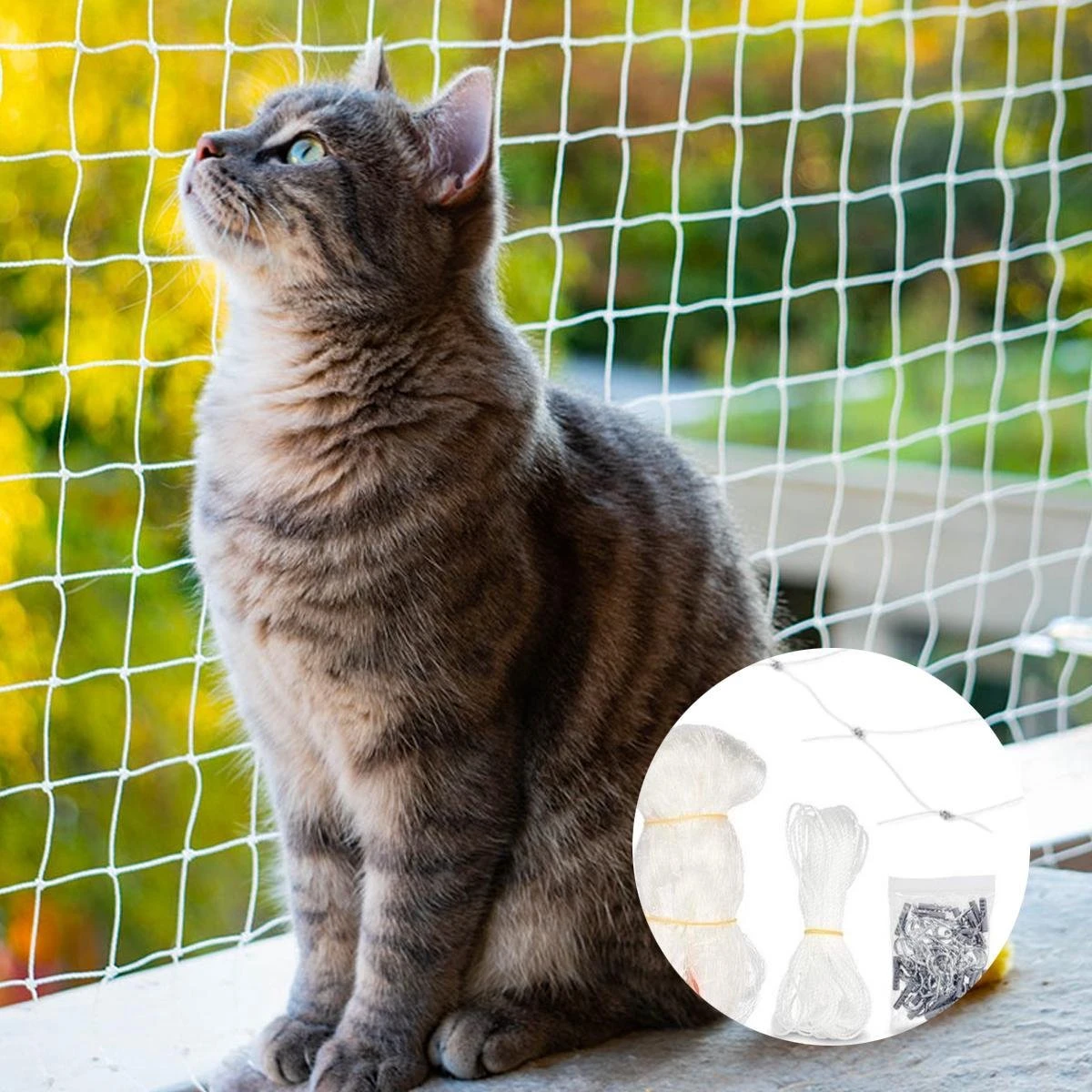 Kattennet Premium - 800 X 300 CM - Kattennet Voor Balkon - Transparant - Balkon Net - Makkelijk Te Monteren- Kattengaas 9 Kattennet Premium - 800 X 300 CM - Kattennet Voor Balkon - Transparant - Balkon Net - Makkelijk Te Monteren- Kattengaas - Afbeelding 7