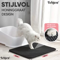 TEBJEN Kattenbakmat – Kattenbak Mat Grit Opvanger - Schoonloop Katten Mat – Dubbele Waterdichte Laag – Uitloopmat Kattenbak – Kattenbak Accessoires - Met Speelgoedmuisje En Schepje - 40x50cm -Huisdierbenodigdheden Korting 1200x1200 3095