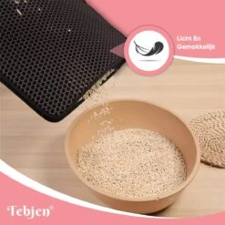 TEBJEN Kattenbakmat – Kattenbak Mat Grit Opvanger - Schoonloop Katten Mat – Dubbele Waterdichte Laag – Uitloopmat Kattenbak – Kattenbak Accessoires - Met Speelgoedmuisje En Schepje - 40x50cm -Huisdierbenodigdheden Korting 1200x1200 3097