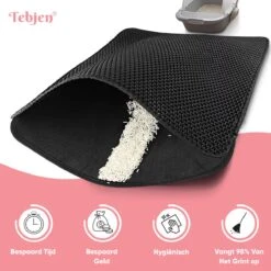 TEBJEN Kattenbakmat – Kattenbak Mat Grit Opvanger - Schoonloop Katten Mat – Dubbele Waterdichte Laag – Uitloopmat Kattenbak – Kattenbak Accessoires - Met Speelgoedmuisje En Schepje - 40x50cm -Huisdierbenodigdheden Korting 1200x1200 3098