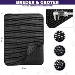 Kattenbakmat - Schoonloopmat - Katten Grit Opvanger - Kattenbakvulling - Waterdicht - Dubbele Laag - Honingraat - 40 X 50 Cm - Zwart -Huisdierbenodigdheden Korting 1200x1200 3136