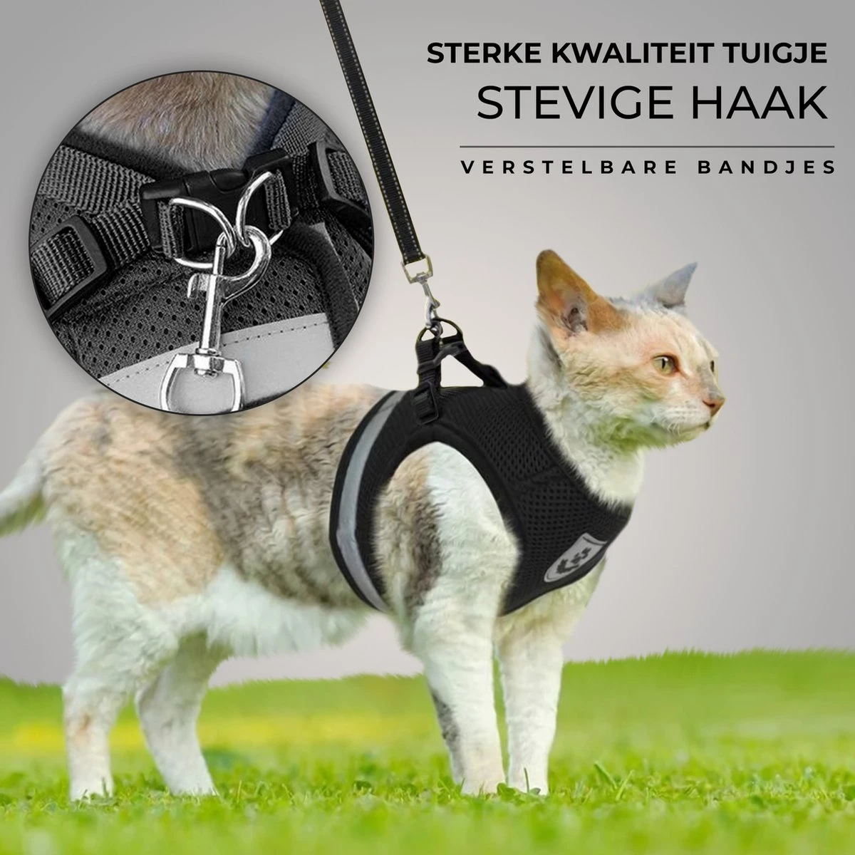 Ease Store Kattentuigje – Maat L – Met Looplijn – Kittentuigje – Dierentuigje – Hondentuigje – Reflecterend – Zwart 4 Ease Store Kattentuigje – Maat L – Met Looplijn – Kittentuigje – Dierentuigje – Hondentuigje – Reflecterend – Zwart - Image 2
