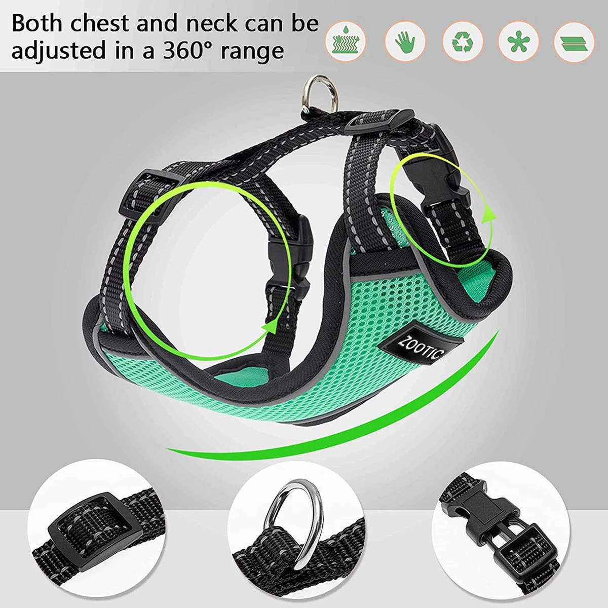 Kattentuigje Met Leiband Riem Kattenharnas Groen Maat L Kat & Kitten - Dieren Kattenriem - Cat Leash - Halsomvang 24 Tot 33cm - Borstomvang 36 Tot 41cm - Zootic® 6 Kattentuigje Met Leiband Riem Kattenharnas Groen Maat L Kat & Kitten - Dieren Kattenriem - Cat Leash - Halsomvang 24 Tot 33cm - Borstomvang 36 Tot 41cm - Zootic® - Image 4