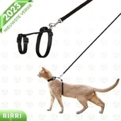 Rirri Kattenharnas Met Looplijn - Kattentuigje Met Looplijn Hoogwaardige Kwaliteit - Zwart