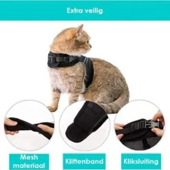 Zootic Kattentuigje Met Leiband Riem Kattenharnas Zwart Maat M Kat & Kitten - Halsomvang 20 Tot 26cm - Borstomvang 30 Tot 34cm -Huisdierbenodigdheden Korting 1200x1200 3188