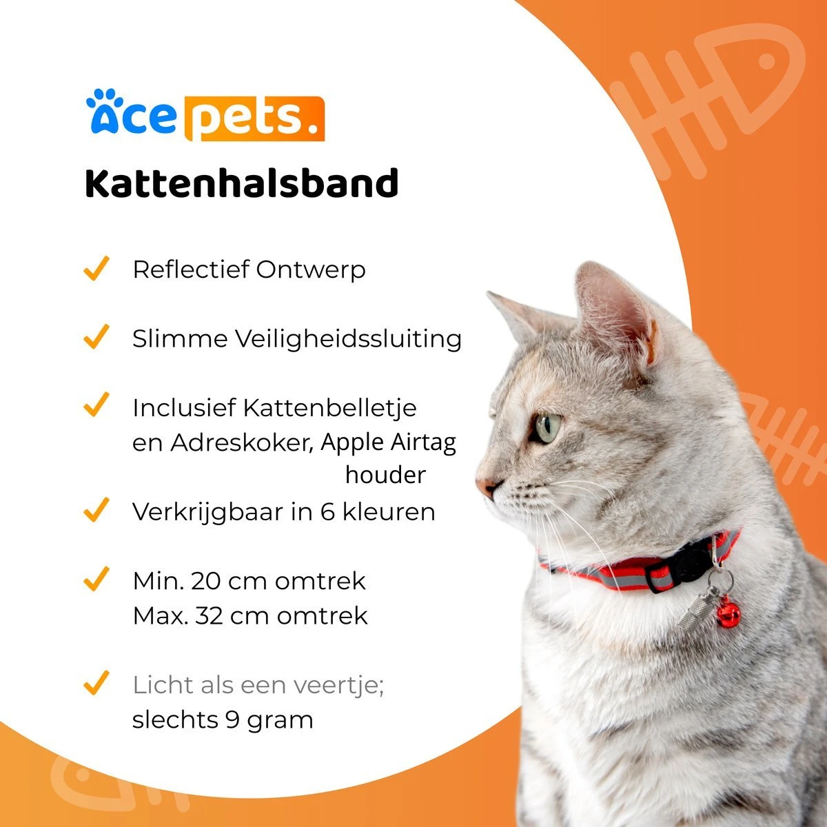 ACE Pets Reflecterende Kattenhalsband Met Veiligheidssluiting – Halsband Kat & Kitten - Met Adreskoker - Kittenhalsband & Kattenbandje Met Belletje - Geschikt Voor Apple Airtag - Zwart 7 ACE Pets Reflecterende Kattenhalsband Met Veiligheidssluiting – Halsband Kat & Kitten - Met Adreskoker - Kittenhalsband & Kattenbandje Met Belletje - Geschikt Voor Apple Airtag - Zwart - Image 5