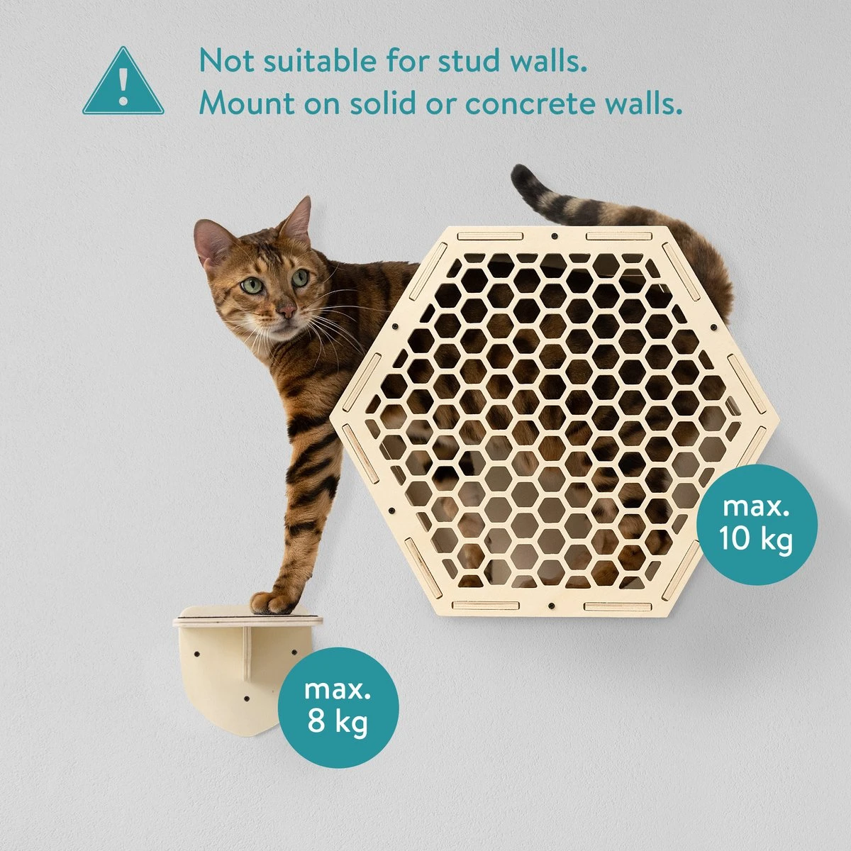 Navaris Katten Klimwand 4-delige Set - Katten Klimmuur Voor Binnenshuis - Kattenmeubel Met Wandmontage - Met Drie Plankjes Voor Meer Klimplezier 6 Navaris Katten Klimwand 4-delige Set - Katten Klimmuur Voor Binnenshuis - Kattenmeubel Met Wandmontage - Met Drie Plankjes Voor Meer Klimplezier - Image 4