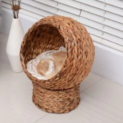 PawHut Kattenmand Rotan Kattennest Kattenbed Met Kussen Huisdierbed Bruin D30-104 -Huisdierbenodigdheden Korting 1200x1200 3330