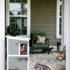 Relaxdays Kattenhuis Buiten - Groot Kattenhok Binnen - Hoog Kattenmeubel Grijs Hout - Tuin -Huisdierbenodigdheden Korting 1200x1200 3333