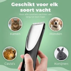 Essential Goods Professionele Hondentondeuse – Hondentrimmer - Draadloos – Opzet Kammen – Dik/Dunne Vacht - Honden/Katten - Zwart/Zilver -Huisdierbenodigdheden Korting 1200x1200 334