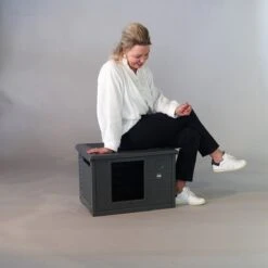 RHRQuality Kattenhuis Voor Binnen En Buiten Kattenhok Villa De Luxe Grijs -Huisdierbenodigdheden Korting 1200x1200 3349