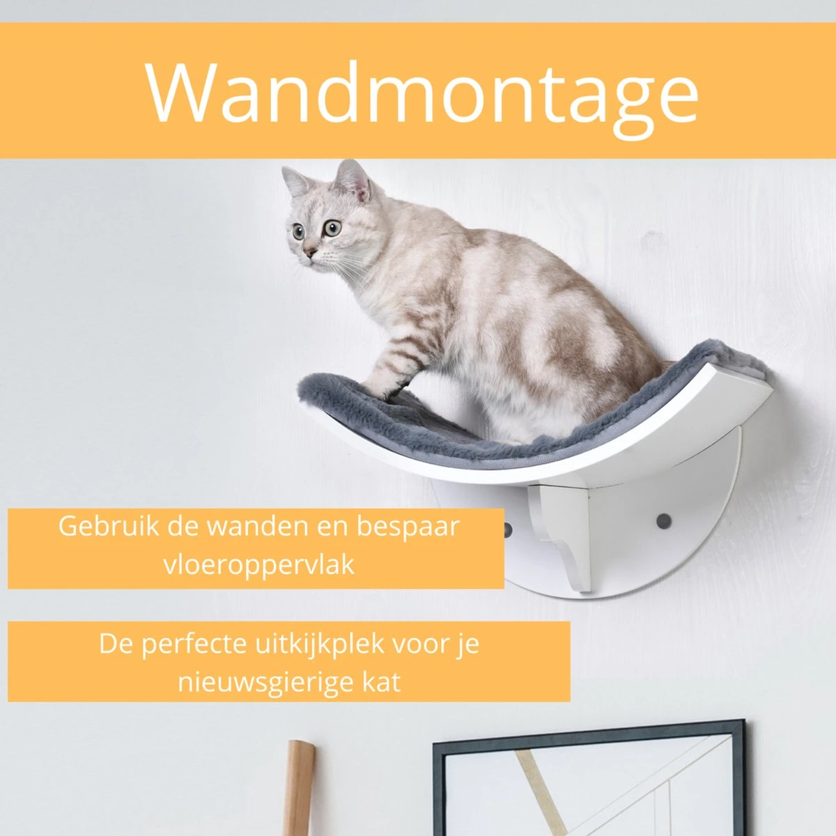 Merkloos Paws And Claws - Cat Shelf – Hangmat Kat – Kattenplank - Kattenbed - Wasbaar – Wandmontage – MDF - Wit 5 Merkloos Paws And Claws - Cat Shelf – Hangmat Kat – Kattenplank - Kattenbed - Wasbaar – Wandmontage – MDF - Wit - Image 3