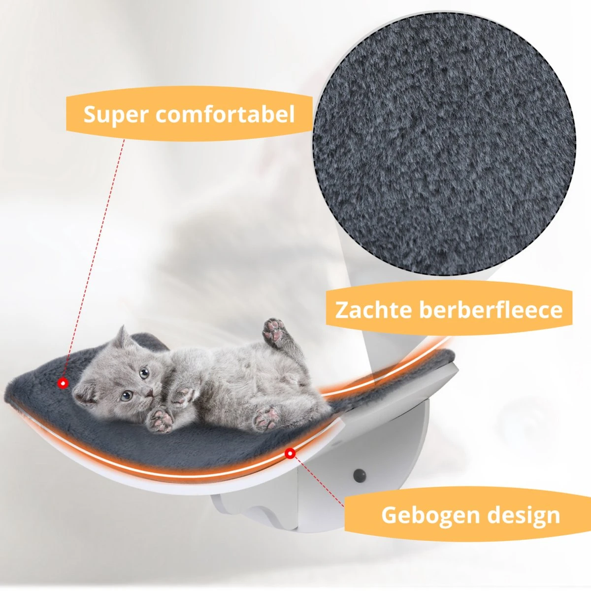 Merkloos Paws And Claws - Cat Shelf – Hangmat Kat – Kattenplank - Kattenbed - Wasbaar – Wandmontage – MDF - Wit 7 Merkloos Paws And Claws - Cat Shelf – Hangmat Kat – Kattenplank - Kattenbed - Wasbaar – Wandmontage – MDF - Wit - Image 5