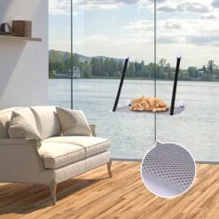 Nobleza 40AG6 - Kattenhangmat - Hangmat Kat - 60x32cm - Kattenhangmat Raam – Kattenbed - Kattenhangmand - Kattenkussen - Grijs -Huisdierbenodigdheden Korting 1200x1200 3388