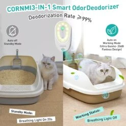 DVL Products Cornmi Kattengeurverwijderaar - Kattenbak Geurverdrijver - Met Ozon & Aromatherapie - Oplaadbaar En Infraroodsensor - Nachtlicht Optie - Duurzaam - Ledverlichting - Honden & Katten Geurverdrijver -Huisdierbenodigdheden Korting 1200x1200 3407