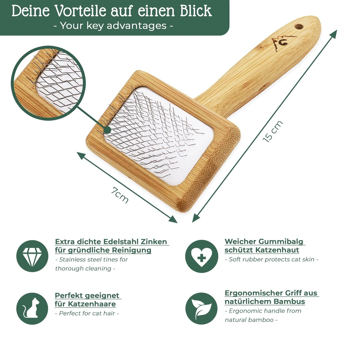 Pfotenolymp® Zachte Borstel Voor Katten - Kattenborstel / Kattenkam Van Bamboe - Bontborstel / Vachtborstel / Kattenhaarborstel - Bontkam Voor Vachtverzorging 4 Pfotenolymp® Zachte Borstel Voor Katten - Kattenborstel / Kattenkam Van Bamboe - Bontborstel / Vachtborstel / Kattenhaarborstel - Bontkam Voor Vachtverzorging - Image 2