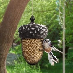 WILDLIFE FRIEND I Vogelvoederhuisje Voor Pinda's - Voederstation Eikel - Pindavoederhuisje Van Roestvrij Metaal, Vogelvoederhuisje Om Op Te Hangen - Voedersilo Eikelvorm Voor Wilde Vogels. -Huisdierbenodigdheden Korting 1200x1200 3469