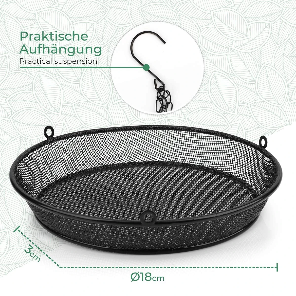 WILDLIFE FRIEND I Hangende Meelworm Voederbak Ø 18cm I Vogelvoederhuisje, Metalen Voederstation Voor Het Hele Jaar Door Voeren Van Wilde Vogels, Metalen Voederbakje 8 WILDLIFE FRIEND I Hangende Meelworm Voederbak Ø 18cm I Vogelvoederhuisje, Metalen Voederstation Voor Het Hele Jaar Door Voeren Van Wilde Vogels, Metalen Voederbakje - Afbeelding 6