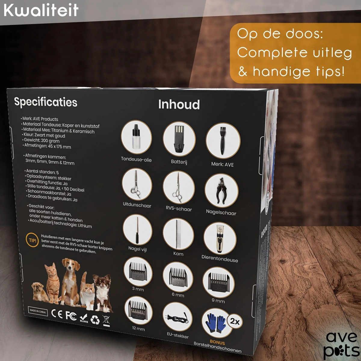 AVE Pets® Complete Hondentondeuse Set - Draadloos Tondeuse - Scheerapparaat Voor Je Hond Of Kat - Huisdier Trimmer - Professionele Dierentondeuse - Dieren Verzorging 4 AVE Pets® Complete Hondentondeuse Set - Draadloos Tondeuse - Scheerapparaat Voor Je Hond Of Kat - Huisdier Trimmer - Professionele Dierentondeuse - Dieren Verzorging - Image 2