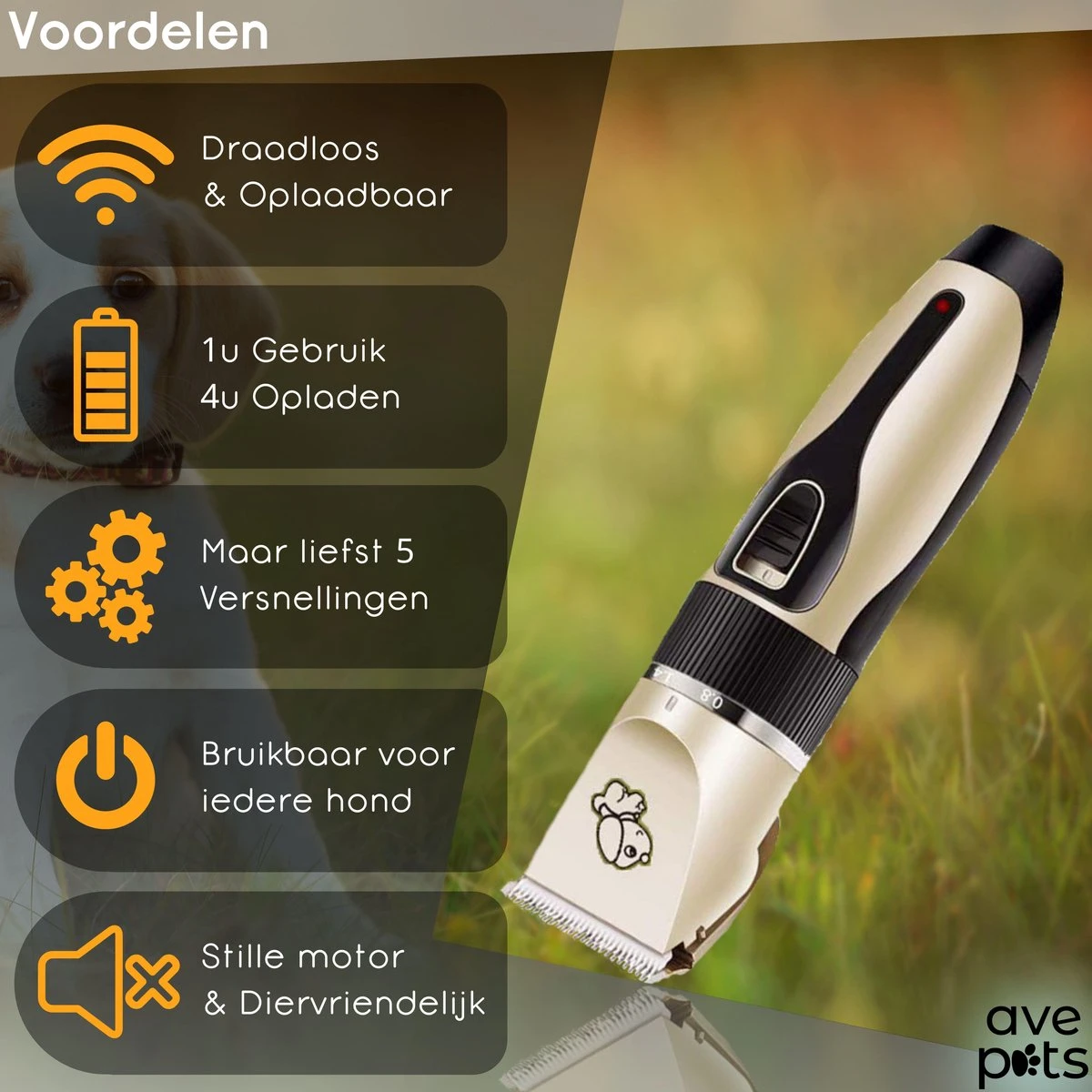 AVE Pets® Complete Hondentondeuse Set - Draadloos Tondeuse - Scheerapparaat Voor Je Hond Of Kat - Huisdier Trimmer - Professionele Dierentondeuse - Dieren Verzorging 11 AVE Pets® Complete Hondentondeuse Set - Draadloos Tondeuse - Scheerapparaat Voor Je Hond Of Kat - Huisdier Trimmer - Professionele Dierentondeuse - Dieren Verzorging - Image 9
