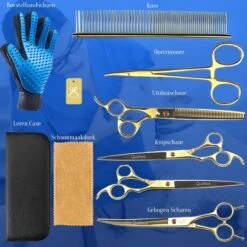 Scharenset Hond - 8-Delige Scharenset - Hondenschaar - Trimset - Trimschaar Voor Honden - Huisdier Knipset - Effileerschaar Hond - Goud -Huisdierbenodigdheden Korting 1200x1200 408