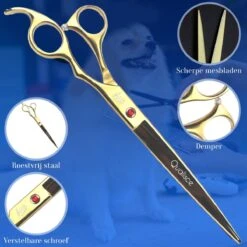 Scharenset Hond - 8-Delige Scharenset - Hondenschaar - Trimset - Trimschaar Voor Honden - Huisdier Knipset - Effileerschaar Hond - Goud -Huisdierbenodigdheden Korting 1200x1200 410