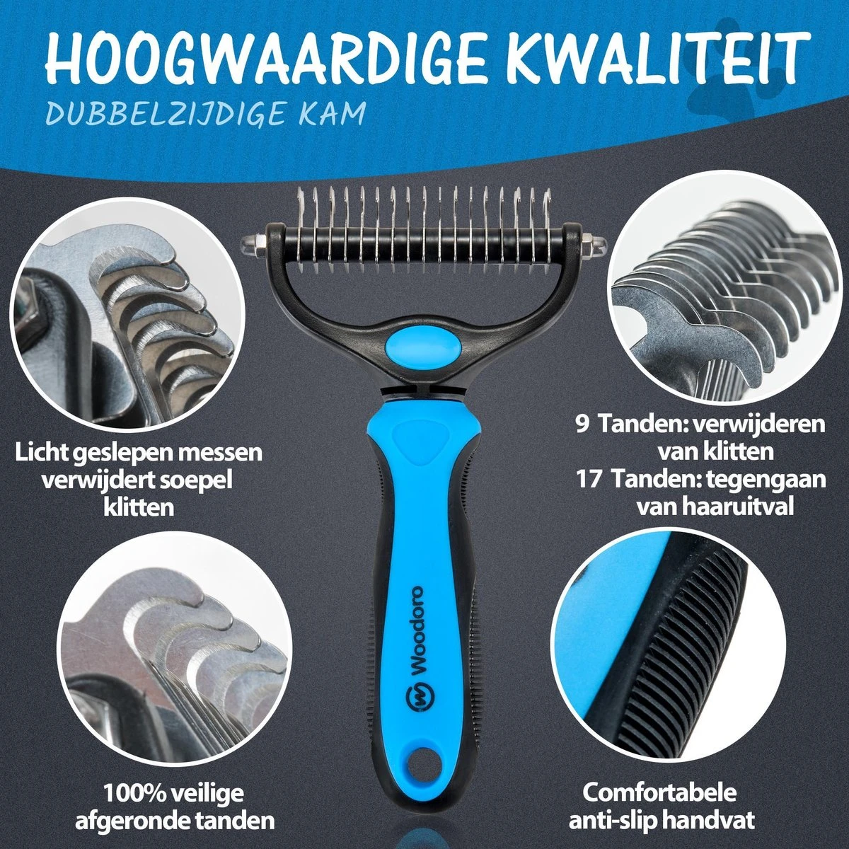 Woodoro 2-Zijdige Kattenkam Voor Ondervacht - Voorkomt Haaruitval - Verwijdert Klitten 4 Woodoro 2-Zijdige Kattenkam Voor Ondervacht - Voorkomt Haaruitval - Verwijdert Klitten - Image 2