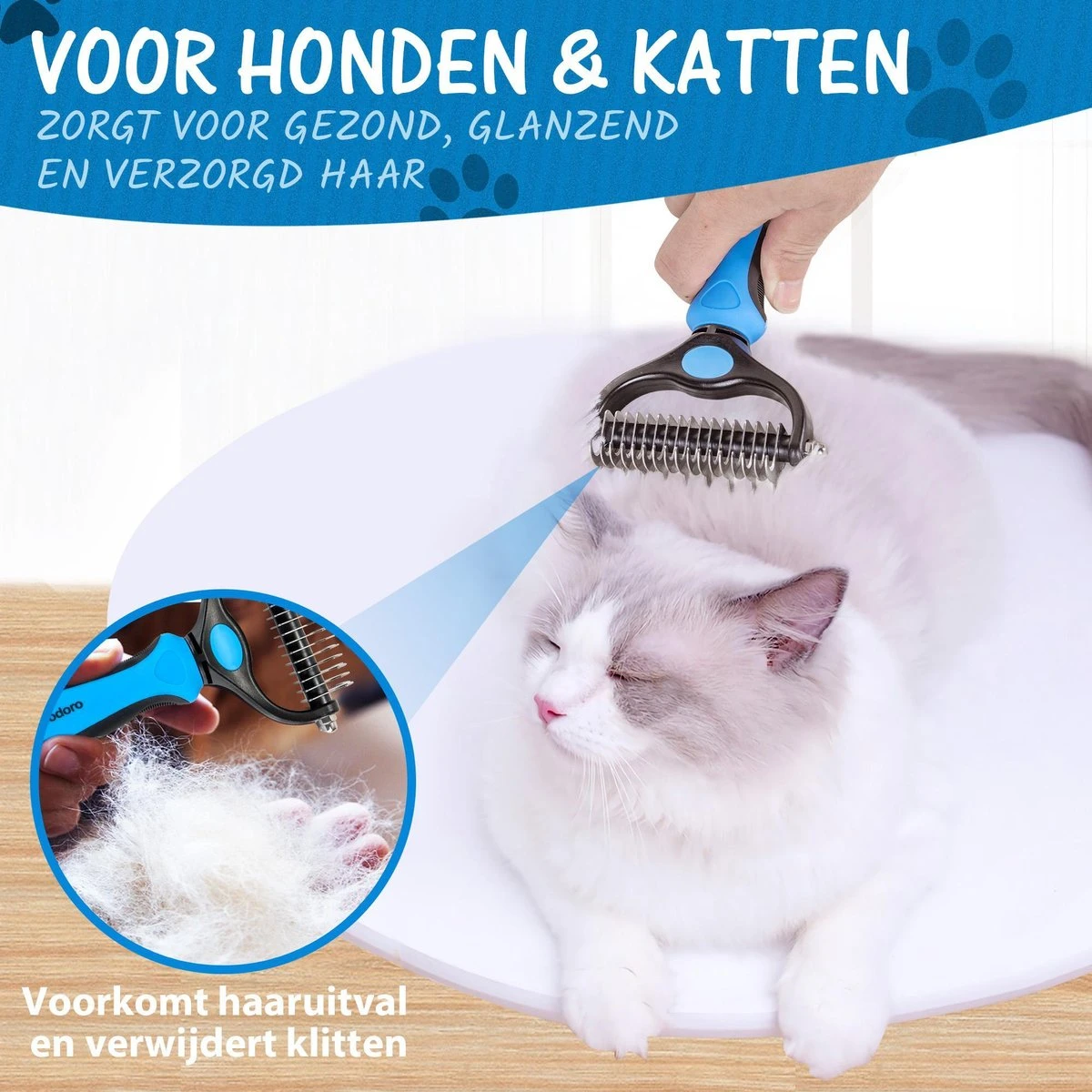 Woodoro 2-Zijdige Kattenkam Voor Ondervacht - Voorkomt Haaruitval - Verwijdert Klitten 6 Woodoro 2-Zijdige Kattenkam Voor Ondervacht - Voorkomt Haaruitval - Verwijdert Klitten - Image 4