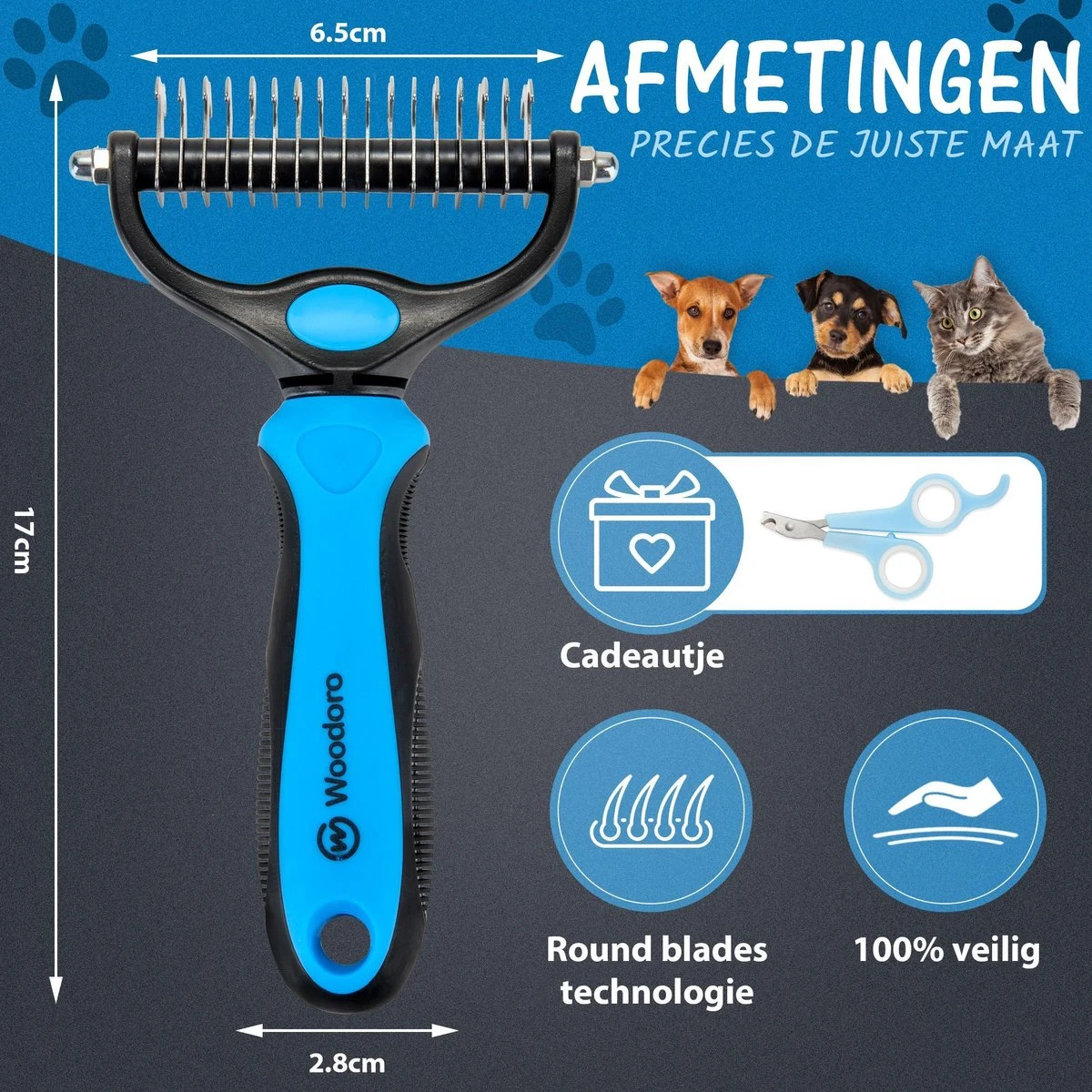 Woodoro 2-Zijdige Kattenkam Voor Ondervacht - Voorkomt Haaruitval - Verwijdert Klitten 7 Woodoro 2-Zijdige Kattenkam Voor Ondervacht - Voorkomt Haaruitval - Verwijdert Klitten - Image 5