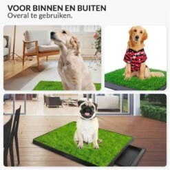 Merkloos Hondentoilet Kunstgras Met Bak - Indoor Dierentoilet - Uitneembare Opvangbak - Puppy Training Pets - Outdoor/Balkon/Tuin/Indoor Toilet - 50x64 Cm -Huisdierbenodigdheden Korting 1200x1200 700