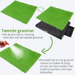 AWEMOZ Hondentoilet Kunstgras - Met 2 Matten En Opvangbak - 64x52x7,5cm - Puppy Pads - Zindelijkheidstraining Hond - Training Pads - Indoor / Outdoor Honden Toilet -Huisdierbenodigdheden Korting 1200x1200 711