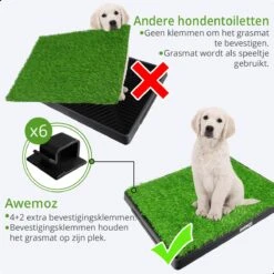 AWEMOZ Hondentoilet Kunstgras - Met 2 Matten En Opvangbak - 64x52x7,5cm - Puppy Pads - Zindelijkheidstraining Hond - Training Pads - Indoor / Outdoor Honden Toilet -Huisdierbenodigdheden Korting 1200x1200 714