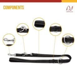 Happilax Dog Leash 2m Adjustable - Black/Reflective - 3-Step Adjustable Leash - Double Leash, Tug Leash - Geschikt Als Hondenriem Voor Grote Honden Of Als Sleepriem Voor Kleine Honden. -Huisdierbenodigdheden Korting 1200x1200 86