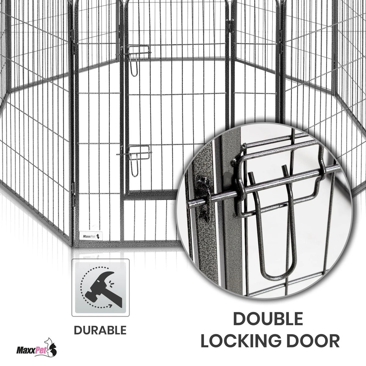 MaxxPet Puppyren - Hondenbench - Hondenren- Puppyren Met 8 Kennelpanelen - Staal -80 X 100 Cm Ø 210 Cm 5 MaxxPet Puppyren - Hondenbench - Hondenren- Puppyren Met 8 Kennelpanelen - Staal -80 X 100 Cm Ø 210 Cm - Image 3
