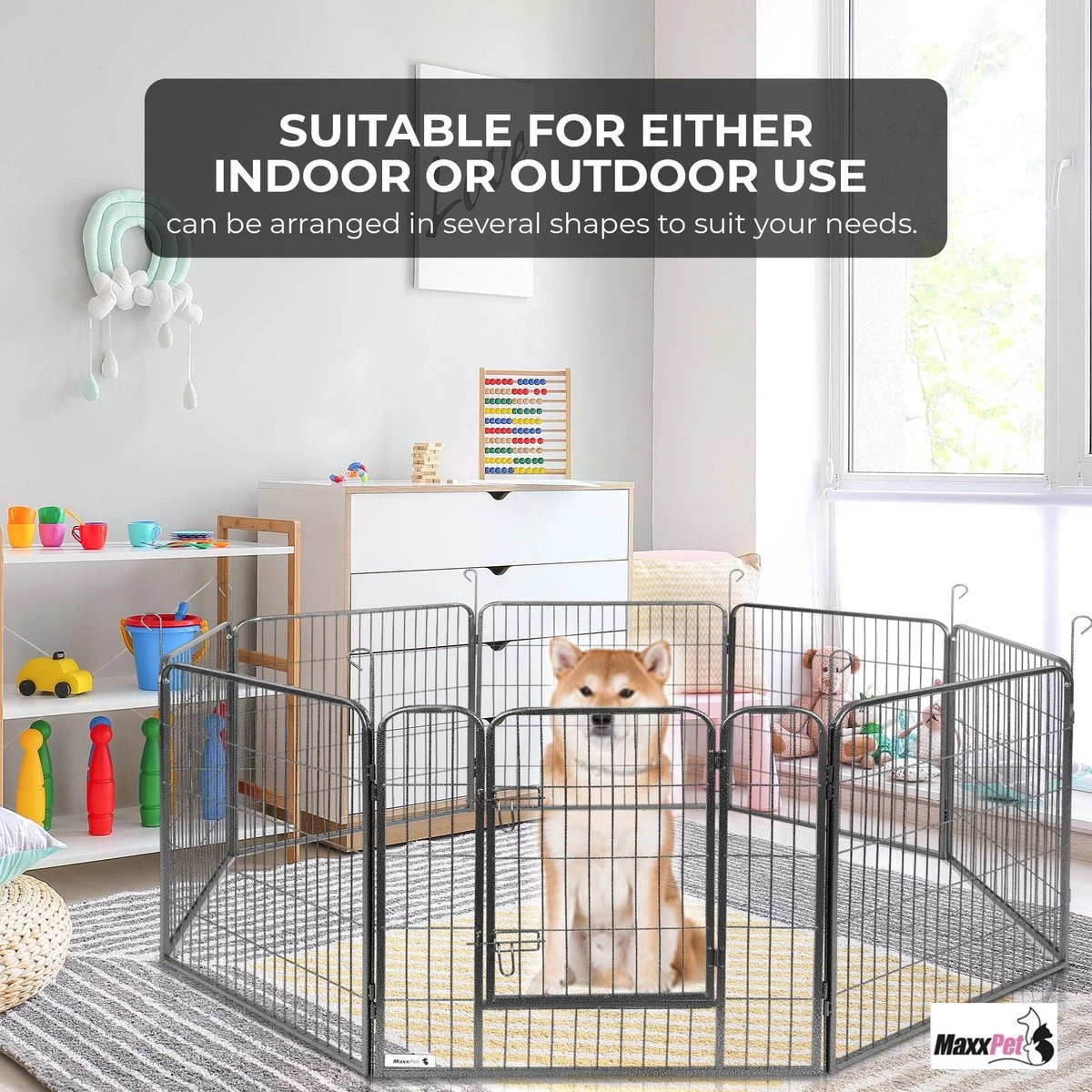 MaxxPet Puppyren - Hondenbench - Hondenren- Puppyren Met 8 Kennelpanelen - Staal -80 X 100 Cm Ø 210 Cm 7 MaxxPet Puppyren - Hondenbench - Hondenren- Puppyren Met 8 Kennelpanelen - Staal -80 X 100 Cm Ø 210 Cm - Image 5