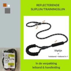 1FORME Hondenriem 15-25kg - Sliplijn Hond REFLECTEREND 2m, 1cm Ø - Jachtlijn 2 Ergonomische Handvaten - Dubbel Stop -Huisdierbenodigdheden Korting 1200x1200 94